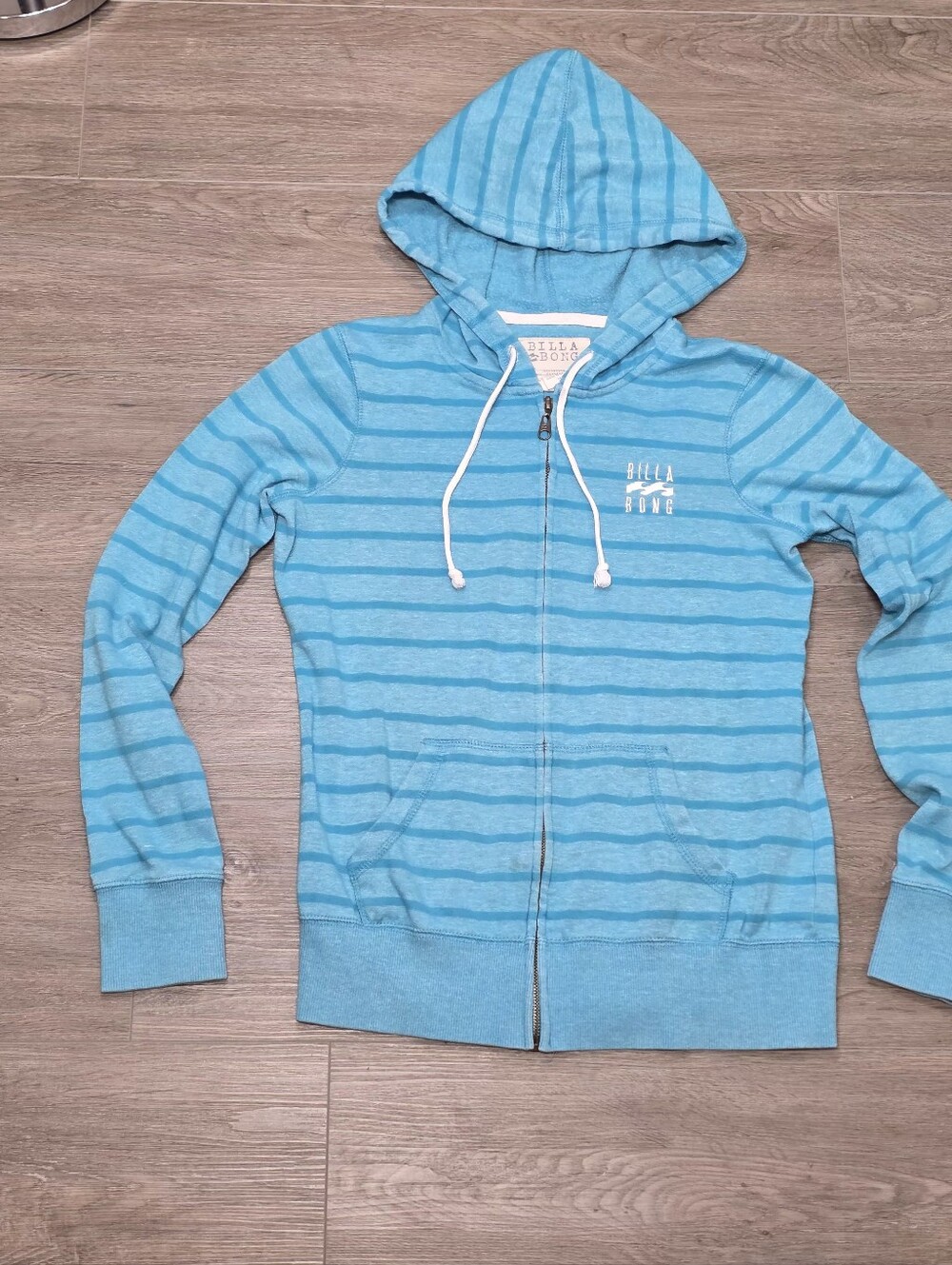 BillaBong Zip Hoodie Blue Striped Size M